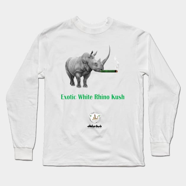 Exotic White Rhino Kush Long Sleeve T-Shirt by Crab City Cannabis Concession